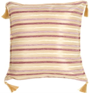 Chenille Stripes in Mauve and Cream Throw Pillow
