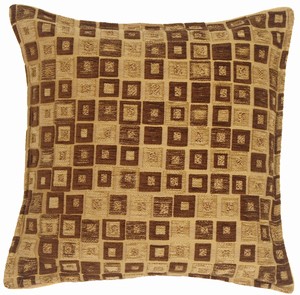 Chocolate and Tan Chenille Blocks Accent Pillow