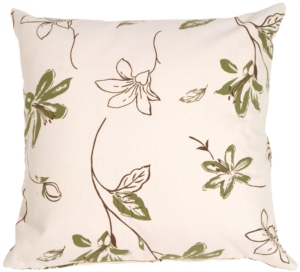 Green and Chocolate Lilies on Cream Accent Pillow