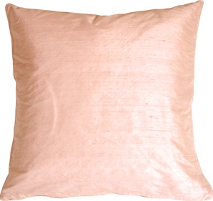 Dupioni Silk 22" Shell Pink Throw Pillow