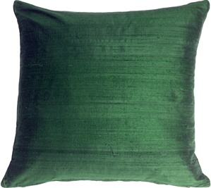 Dupioni Silk 22" Deep Sea Green Throw Pillow