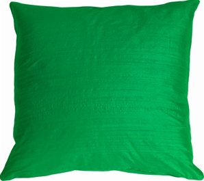 Dupioni Silk 22" Emerald Green Throw Pillow