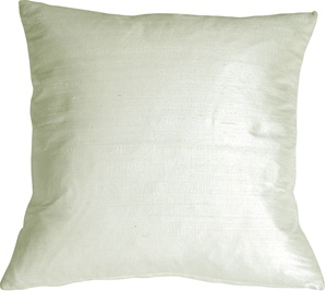 Dupioni Silk 22" Light Silver Throw Pillow