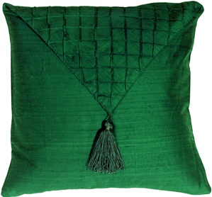 Jade Green Envelope Throw Pillow Made from Dupioni Silk 