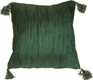 Crinkle Silk in Emerald Green Throw Pillow