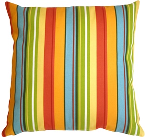 Bistro Stripes Azalea 20x20 Outdoor Pillow