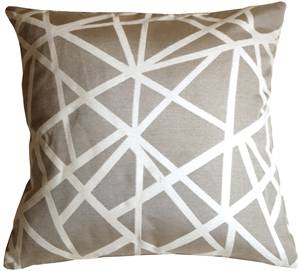 White Criss Cross Stripes in Gray Square Pillow