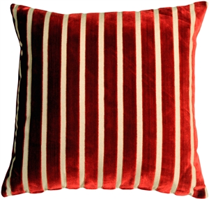 Monroe Velvet Stripes 22x22 Red Throw Pillow