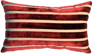 Monroe Velvet Stripes 12x20 Red Throw Pillow