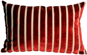 Monroe Velvet Stripes 16x24 Red Throw Pillow