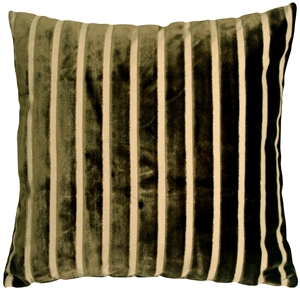 Monroe Velvet Stripes 22x22 Green Throw Pillow