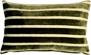 Monroe Velvet Stripes 12x20 Green Throw Pillow