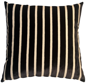 Monroe Velvet Stripes 22x22 Black Throw Pillow