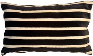 Monroe Velvet Stripes 12x20 Black Throw Pillow