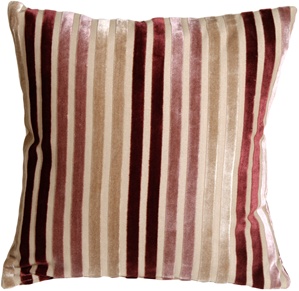 Velvet Multi Stripes Mauve 16x16 Throw Pillow