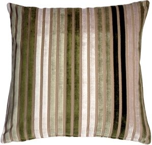 Velvet Multi Stripes Green 20x20 Throw Pillow