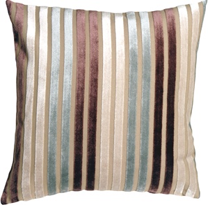 Velvet Multi Stripes Blue 16x16 Throw Pillow