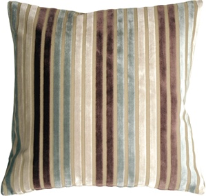 Velvet Multi Stripes Blue 20x20 Throw Pillow