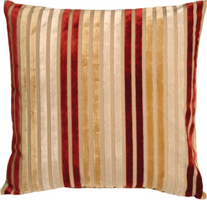 Velvet Multi Stripes Red 20x20 Throw Pillow